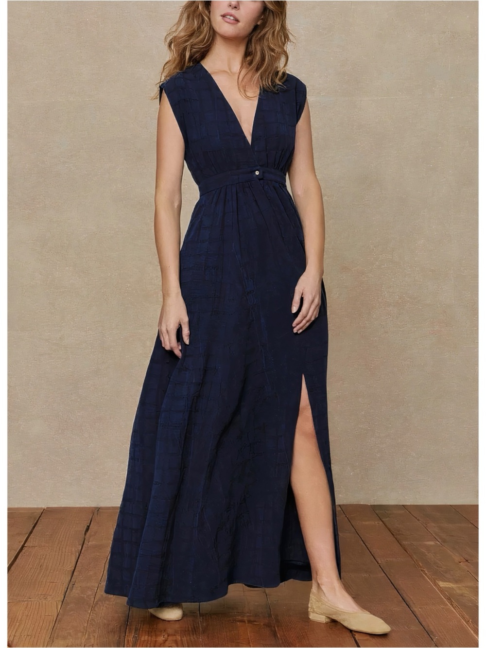 NWOT Christy Dawn The Rosemary Maxi Sleeveless Navy Blue V-Neck Dress